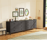 Huuger 70 Inch Black Dresser for Bedroom, TV Stand for 65, 75, 80 Inch TV, 12 Fabric Drawer Long Dresser, Wide Chest of Drawer, Storage Units for Living Room Huuger