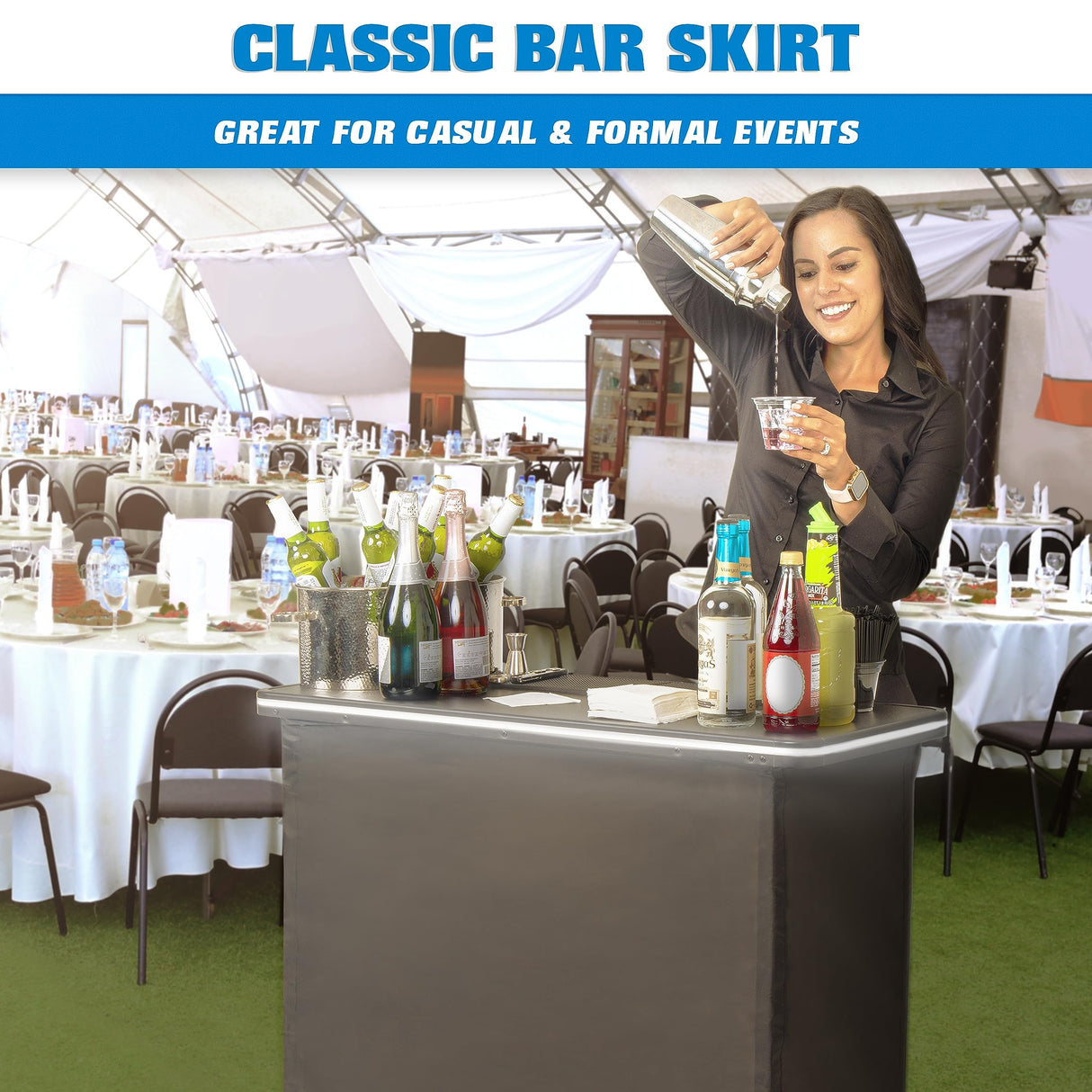 GoBar Portable Bar Table with Multi-Color LED Lights - Mobile Bartender Station for Events - Includes Carrying Case GoPong