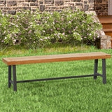 Toolsempire Outdoor Bench Garden Bench, 63" Backless Acacia Wood Bench with Heavy-Duty Metal Legs, Patio Dining Bench Front Porch Benches for Outside, Yard & Garden Toolsempire