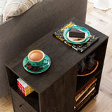 HOSTACK End Side Table, Narrow Nightstand with Storage Drawers and Adjustable Shelf, Rolling Bedside Table for Bedroom, Living Room, Home Office, Dark Brown HOSTACK