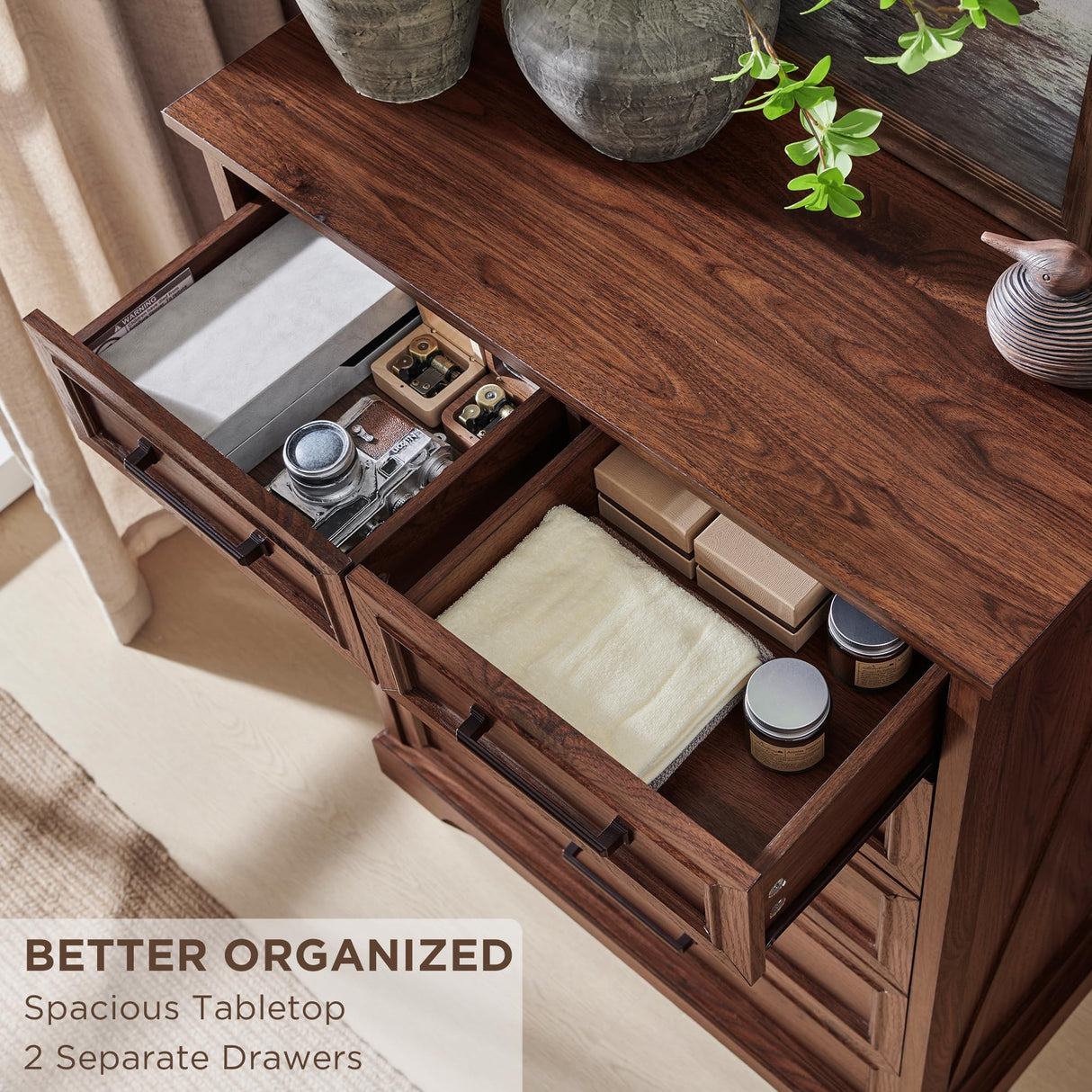 ACCOHOHO 6 Drawer Dresser, Farmhouse Chest of Drawers for Bedroom, 44" Tall Dresser with Large Metal Handles, Wood Drawer Organizer for Living Room, Hallway, Closet - Brown ACCOHOHO