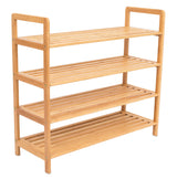 BIRDROCK HOME 4-Tier Bamboo Shoe Rack - Lightweight Wooden Organizer - Free Standing Storage Shelf for Closets, Hallways, Entryways, Mudrooms, and Front Doors - Art Deco Style - Fits 12 Pairs of Shoes BIRDROCK HOME
