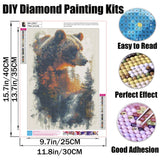 GMETINC 5D Diamond Painting Kits for Adults, Animal Bear Forest Scene Diamond Art Kits for Adults Beginner, DIY Full Drill Diamond Dots Paintings with Gem Art and Crafts Home Wall Decor 12x16inch GMETNIC