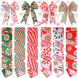 Yingzhao 6 Rolls 30 Yards Christmas Candy Peppermint Wired Edge Ribbon Christmas Candy Ribbon Burlap Ribbon Red Green Candy Cane Fabric Craft Ribbon For Christmas Tree Decoration Gift Wrapping Wreaths Yingzhao