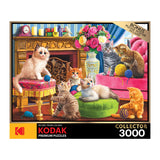 RoseArt - Kodak Premium - Kittens by The Fireplace - 3000 Piece Jigsaw Puzzle for Adults RoseArt