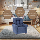 The Crew Furniture Traditional Kids Recliner, Toddler Ages 1-5 Years, Home Décor Polyester Linen, Sapphire The Crew Furniture
