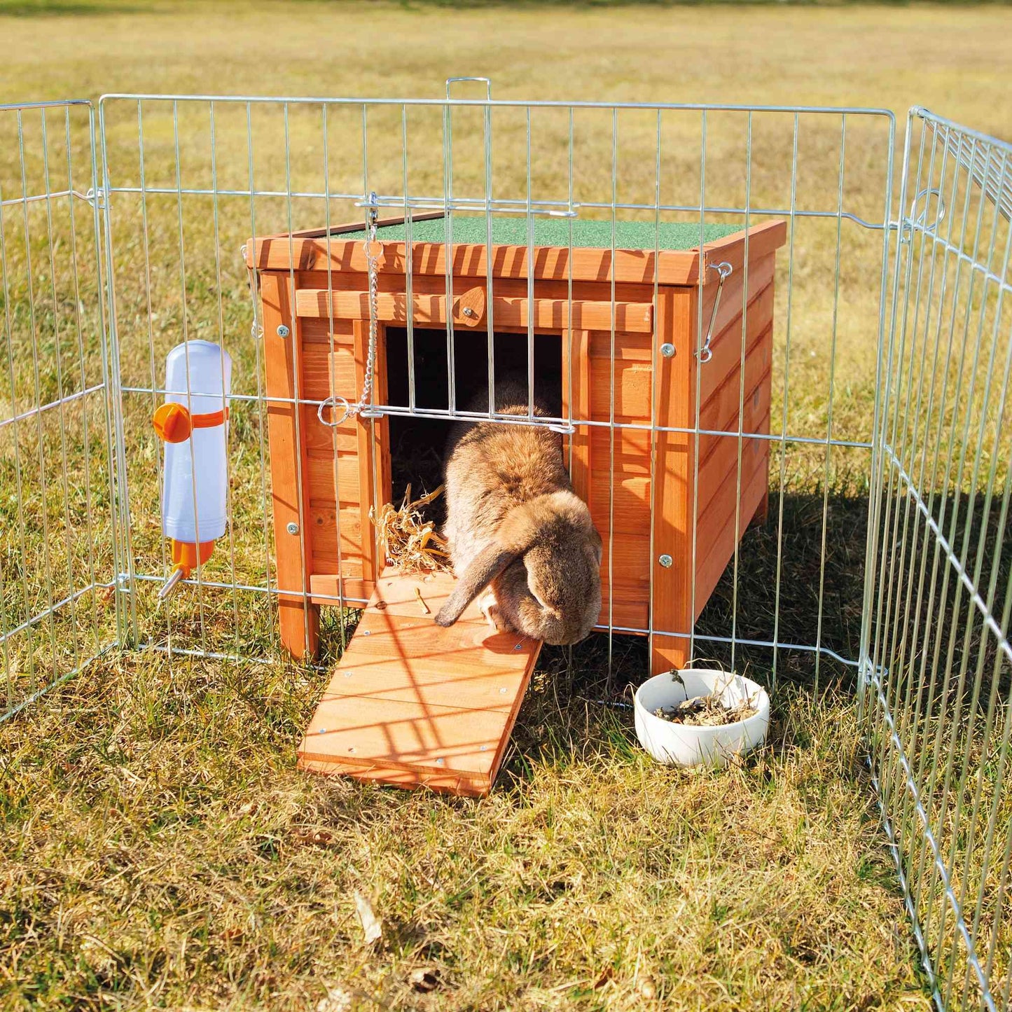 TRIXIE Small Pet House, Wooden Outdoor Shelter, Weatherproof Pet Home, Ideal for Cats, Rabbits, Bunnies, Guinea Pigs, Brown - WoodArtSupply