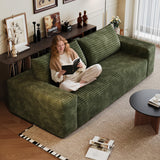 PUQEOAO 71" Loveseat Sofa in a Box,Plush Corduroy Fabric Deep Seat Couch,No Assembly Required,Space-Saving Design,Comfy Seater Sofa for Living Room, Apartment, Bedroom & Office,Modern,Green PUQEOAO