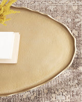 Kate and Laurel Alessia Modern Glam Oval Coffee Table, 34 x 20 x 15, Gold, Metal Living Room Table for Storage and Display with Antique Deckled Edge Detailing Kate and Laurel