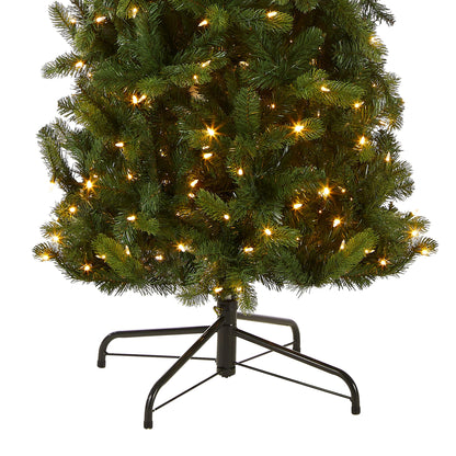 National Tree Company Pre-Lit 'Feel Real' Artificial Slim Downswept Christmas Tree, Green, Douglas Fir, Dual Color LED Lights, Includes PowerConnect and Stand, 9 feet