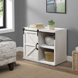FirsTime & Co. White Bolton Barn Door End Table, Side Table, Night Stand, Wood and Metal, 26 x 14 x 21.5 inches FirsTime