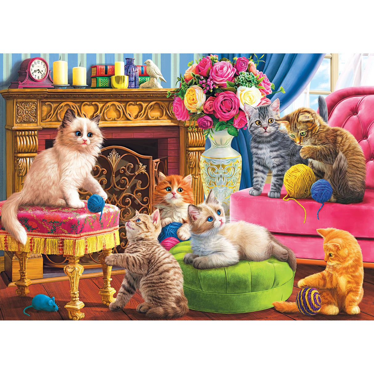 RoseArt - Kodak Premium - Kittens by The Fireplace - 3000 Piece Jigsaw Puzzle for Adults RoseArt