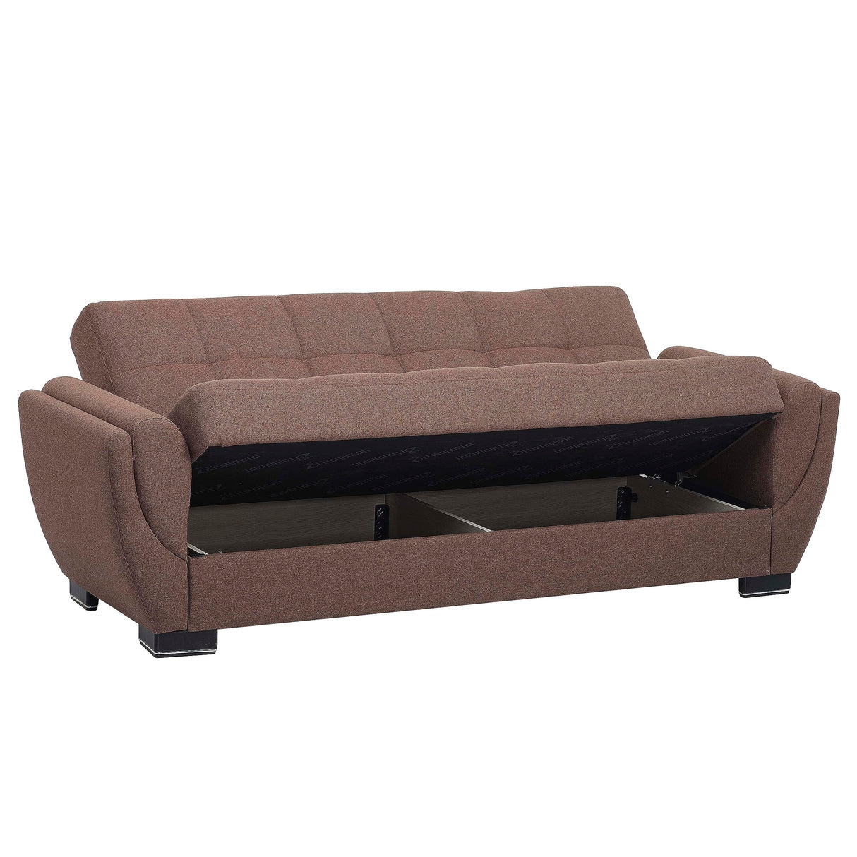 Sweet Home Stores AIR 95" Convertible Sofa Bed with Storage, Firm, Fabric, 3 Seater, Upholstered Sleeper Sofa Couch, Futon for Living Room, Brown-112 Sweet Home Stores