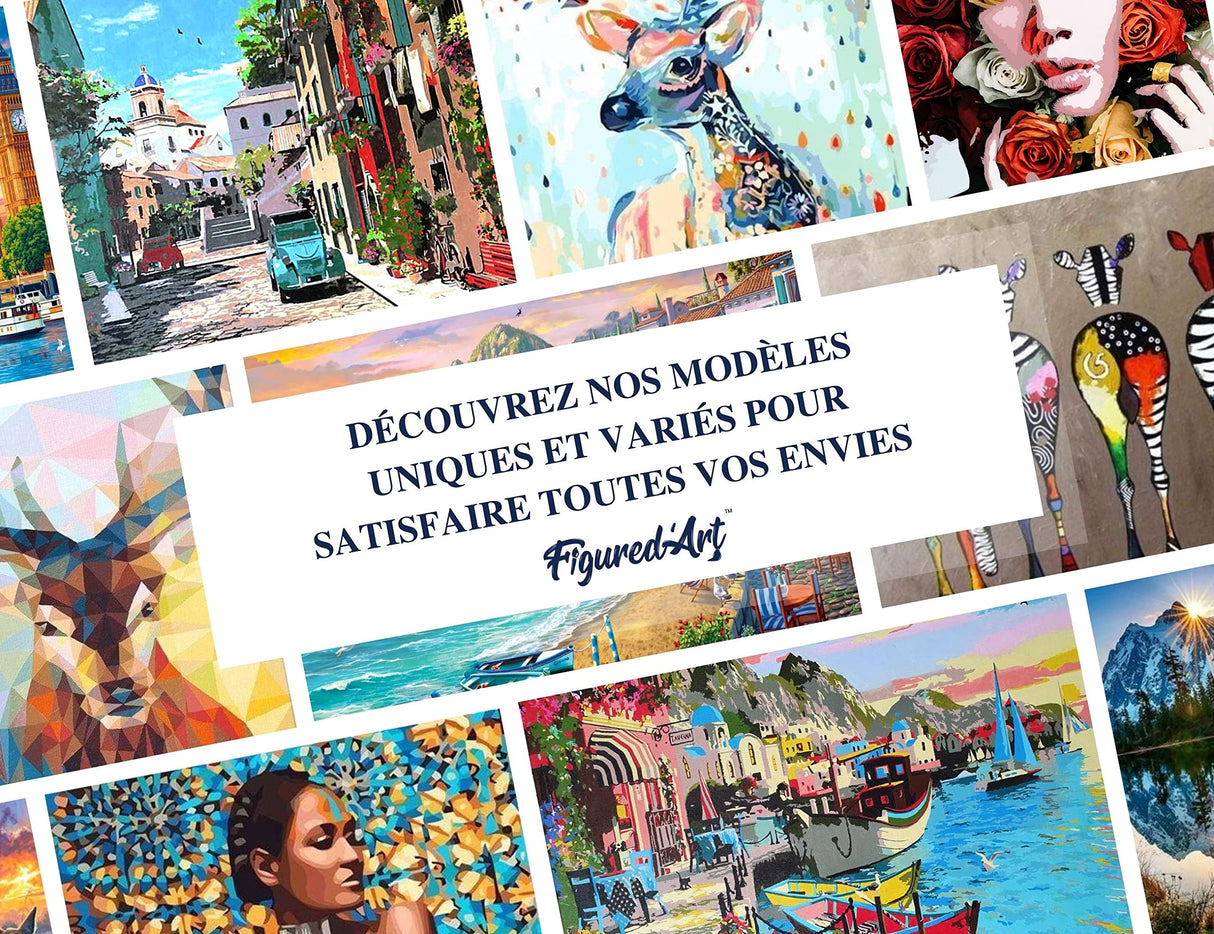 Figured'Art Paint by Numbers Kit for Adults with Frame Magical Red Dancer 16"x20" - Craft Art Painting DIY Kit Canvas Already Stretched on a Wooden Frame Figured'Art