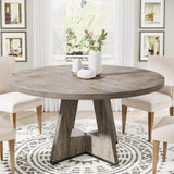 Tribesigns Round Dining Table for 4, 47 Inch Grey Kitchen Table Small Dinner Table Farmhouse Wood Kitchen Dinning Table for Dining Room Kitchen,Living Room (Chairs not Included) Tribesigns