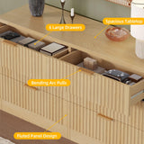 DWVO 6-Drawer Dressers, Chest of Drawers with Fluted Panel, Wide Versatile Storage Dresser Organizer for Living Room, Kitchen and Office, Natural DWVO