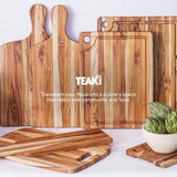 Teakhaus Marine Cutting Board with Juice Groove - Large Rectangle Cutting Board with Corner Hole - Reversible Teak Edge Grain Wood - Knife Friendly - FSC Certified Teakhaus