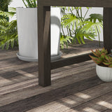 Outsunny 46" Brown Metal Garden Bench with Wood-Look Slatted Frame for Patio and Yard Outsunny