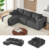 97" Boneless Couches for Living Room, Cloud Couch Sectional with Deep Seat, Comfy Couch with L-Shaped Chaise, Minimalist Upholstered Modular Sectional Sofa, No Assembly Required (Corduroy,Grey) Huatean Home