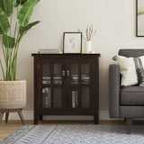 SIMPLIHOME Artisan SOLID WOOD 30 Inch Wide Contemporary Low Storage Cabinet in Tobacco Brown, For the Living Room, Entryway and Family Room SIMPLIHOME
