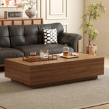 Mid-Century Modern Expandable Coffee Table, 47.2"-81.8" Adjustable Walnut Center Table with Large Hidden Storage for Living Room NessCarsti