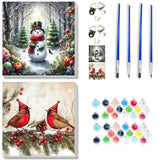 VIGEGU 2 Pack Christmas Paint by Numbers Kit for Adults Beginner with Frame,Cardinal Birds Paint by Number with Wooden Easel DIY Adult Snowman Paint by Number Kits for Home Decor 10x10 in VIGEGU