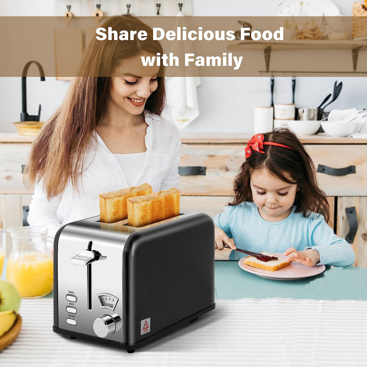 YSSOA 2-Slice Toaster, 5 Browning Setting and 3 Function: Bagel/Defrost/Cancel, Toaster with Extra Wide Slot & Removable Crumb Tray, Black YSSOA