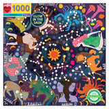 eeBoo Piece and Love Zodiac Constellation 1000-piece Square Adult Jigsaw Puzzle Glow in The Dark, Jigsaw Puzzle for Adult and Families, with Glossy, Sturdy Pieces and Minimal Puzzle Dust eeBoo