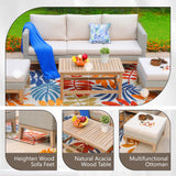 Sophia & William Outdoor Patio Furniture Sets, 5-Piece All-Weather Patio Conversation Set, High Back Wicker Rattan Setional Sofa with Large Single Sofa Chairs, Ottomans & Wooden Coffee Table (Beige) Sophia & William