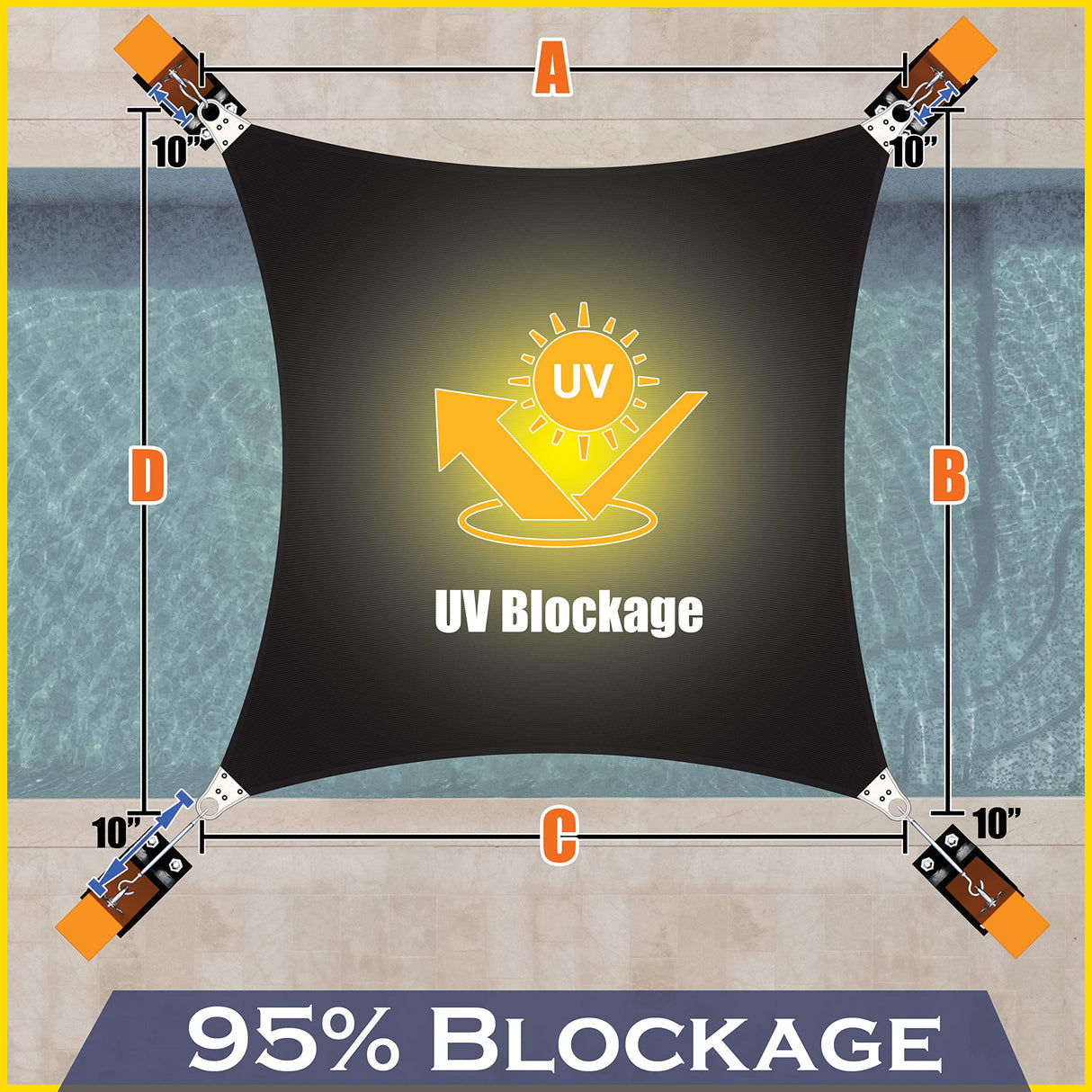 ShadeMart Heavy Duty 15' x 30' Black Sun Shade Rectangle Shade Sail Super Ring Canopy Awning Shades for Patio Carport Yard UV Blockage Commercial Grade 260 GSM, We Custom Size ShadeMart