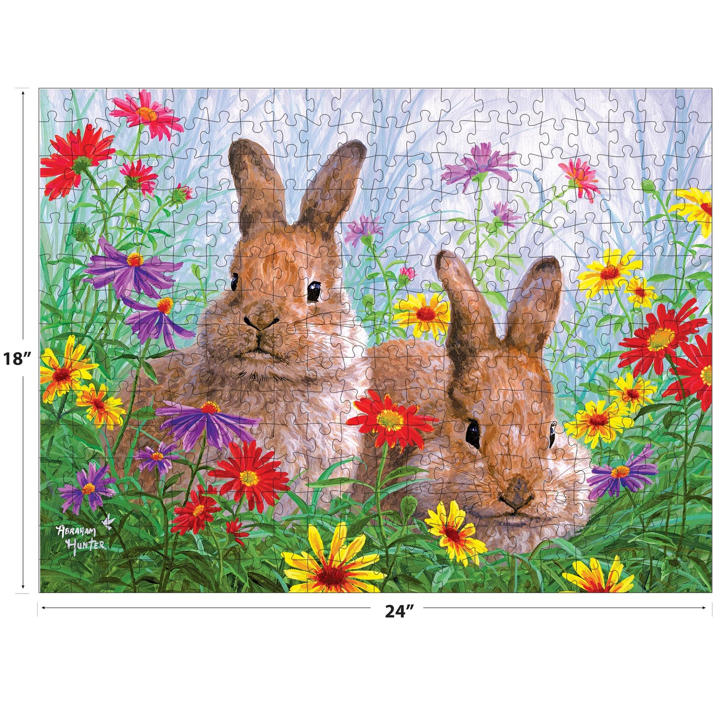 RoseArt - Abraham Hunter - Summertime Bunnies - 300 Piece Jigsaw Puzzle for Adults