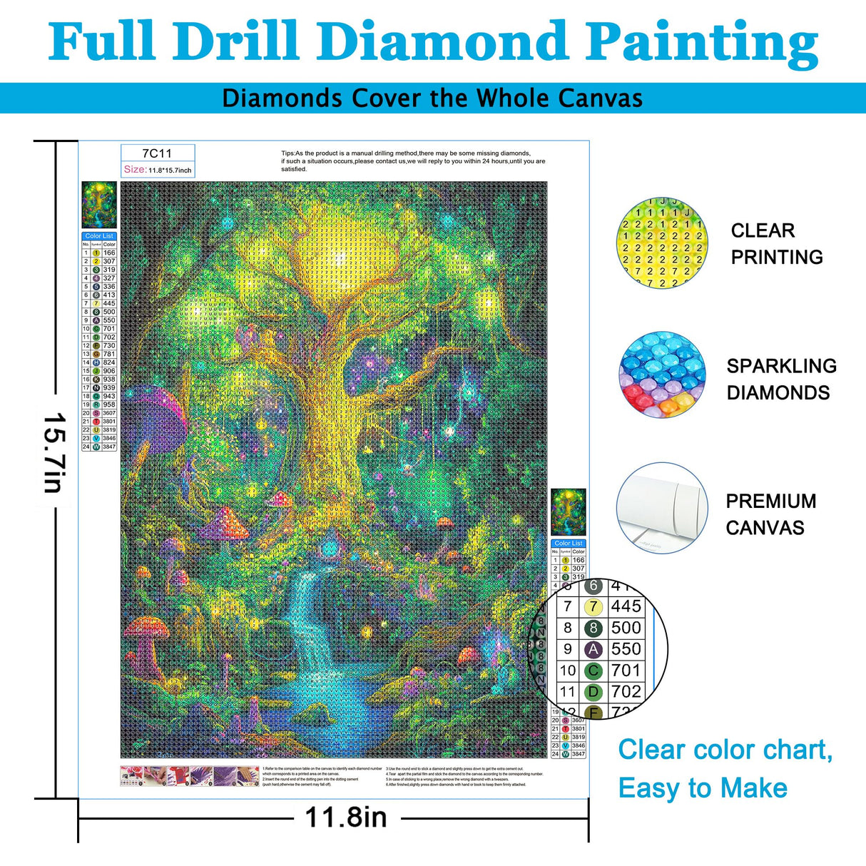 dlebay Diamond Art Kits for Adults,Glowing Tree Diamond Painting Kits for Adults,5d Diamond Painting Kit with Diamond Art Accessories,DIY Full Drill Paint by Diamonds,Home Wall Decor 12 x 16inch Dlebay