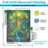 dlebay Diamond Art Kits for Adults,Glowing Tree Diamond Painting Kits for Adults,5d Diamond Painting Kit with Diamond Art Accessories,DIY Full Drill Paint by Diamonds,Home Wall Decor 12 x 16inch Dlebay
