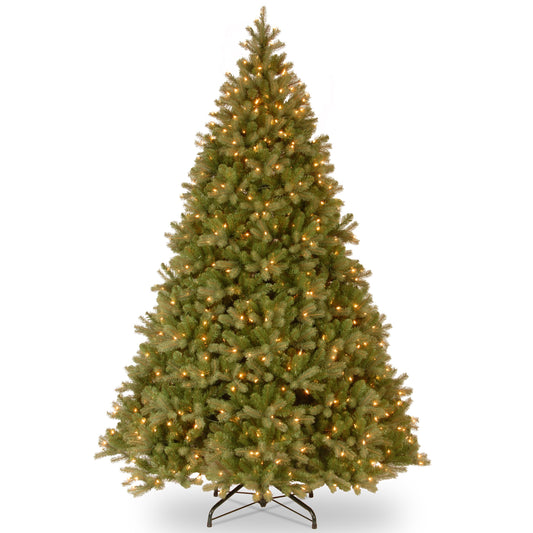 National Tree Company Pre-lit 'Feel Real' Artificial Giant Downswept Christmas Tree, Green, Douglas Fir, White Lights, Includes Stand, 10 feet