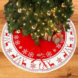 OurWarm Christmas Tree Skirt 48 Inches, Large Xmas Tree Skirts with Snowflake and Reindeer Pattern, Red and White Tree Mat for Christmas Winter Holiday Indoor Decorations OurWarm