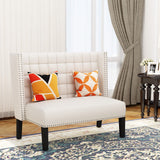 46" Small Modern Loveseat Settee Sofa 2-Seat Sofa Couch Tufted Love Seat Dining Bench with Nail Head Trim Back Banquette Sofas for Living Room Small Space Entryway Hallway,White Tongli