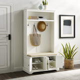 Crosley Furniture Holbrook Hall Tree with Shoe Rack Bench and Coat Hooks for Hanging Storage, Distressed White Crosley Furniture