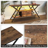 Simoretus Modern 55" TV Stand with Power Outlet for TV up to 65 Inch, LED and 2 Storage Fabric Drawers, Entertainment Center with Charging Station for Living Room Bedroom (Rustic Brown) Simoretus