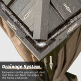 Domi Hardtop Gazebo 12x20FT, Outdoor Gazebo with Galvanized Steel Double Roof, Aluminum Frame, Built-in Gutter System, Curtain and Netting, Metal Gazebo Pavilion for Patio Deck Garden, Brown domi outdoor living