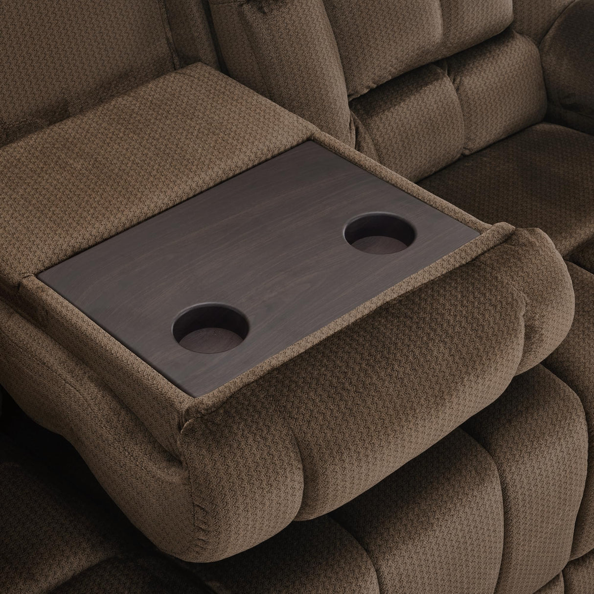 MCombo Zero Gravity Power Recliner Sofa with Drop Down Table, Heat and Vibration Massage, 3 Seater Dual Reclining Couch with USB Ports, Cup Holders for Living Room, Fabric RS6236 (Dark Brown) MCombo