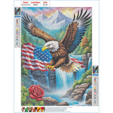 GDYEEH DIY 5D Eagle Diamond Art Kits, Round Full Drill Waterfall Mountain Diamond Painting Picture, Fantasy Painting by Numbers Art Kits for Adults Beginners Home Wall Decor 12x16 inch GDYEEH