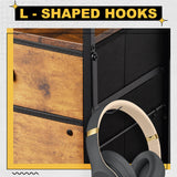 NASHZEN File Cabinet Printer Stand, Mobile Filing Cabinet with 2 Storage Drawers, for Hanging A4, Letter Size File Folders, Open Shelf with Storage Bag and Hooks Home Office, Rustic Brown NASHZEN