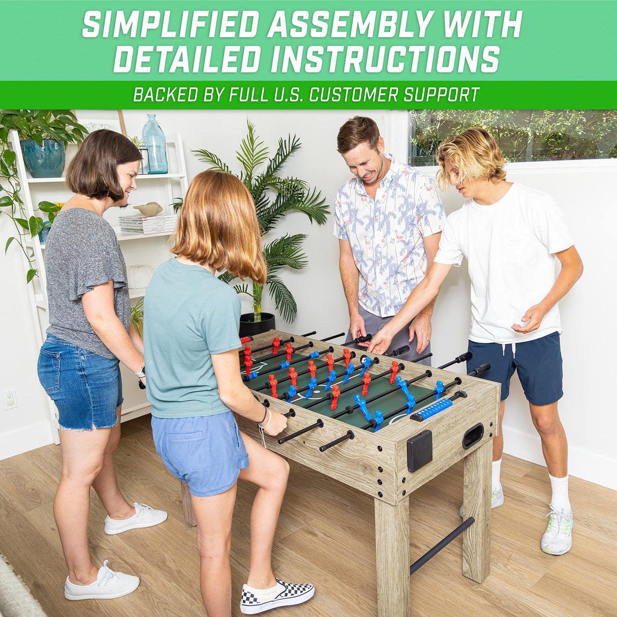 GoSports 48 Inch Game Room Size Foosball Table - Oak Finish - Includes 4 Balls and 2 Cup Holders GoSports