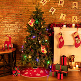MACTING Christmas Burlap Tree Skirt, 30 Inch Red Countryside Tree Skirt with White Snowflake Printed, Small Rustic Tree Mat for Home Party Holiday Winter Indoor Xmas Decorations MACTING