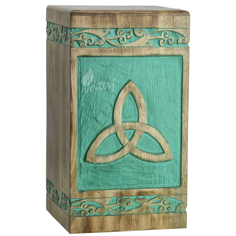 INTAJ Beautifully Handmade Pet Urns for Dogs Ashes - Wooden Box Urn for Ashes, Funeral Cremation Urns for Pets Ashes, Celtic Knot Pet Urns for Cats INTAJ