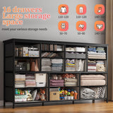 EnHomee TV Stand Dresser 60''TV Stand with Charging Station TV Stands for Living Room Long Dresser for Bedroom TV Stand with 16 Drawers Storage TV Stand for Bedroom Dresser 51.1''W*11.8''D*34.8''H EnHomee