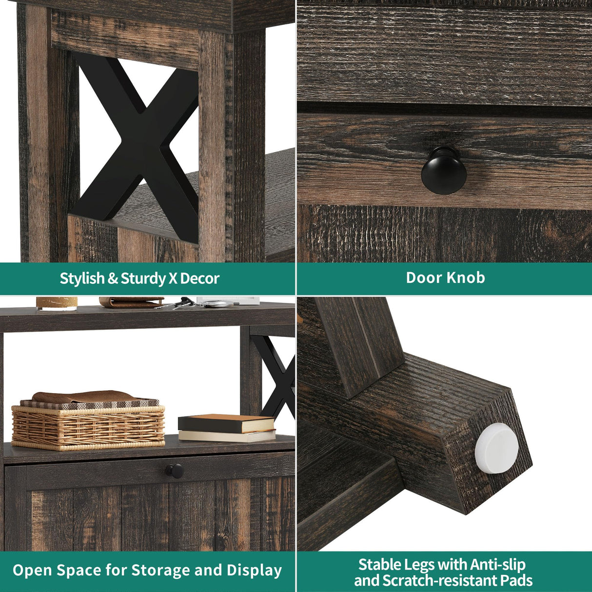 YITAHOME Shoe Cabinet with 2 Flip Drawers, Entryway Shoe Storage Cabinet with Open Shelves, Free Standing Hidden Shoe Rack Storage Organizer for Entryway/Hallway/Closet, Dark Rustic Oak YITAHOME