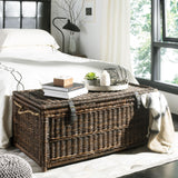 happimess HPM9000B Caden 46" Wicker Storage Trunk, Collapsible for flat storage, Rattan-Sarang Buaya, Coastal for Office, Dorm Room-LivingRoom, Bedroom, Dining Room, Brown happimess