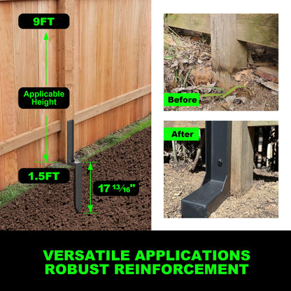 ARKSOLDIER Thickened Fence Post Repair Kit, Steel Fence Post Stakes, Anchor Ground Spike for Fix Broken 4x4/6x6 Wooden Fence Post Support (1 - WoodArtSupply