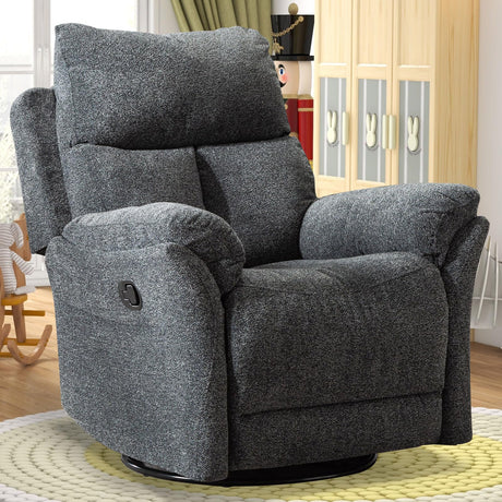 ANJ Swivel Rocker Recliner Chair Nursery, Manual Fabric Small Rocking Recliner, Modern Rocking Reclining Chairs for Living Room, Bedroom, Small Space (Gray) ANJ